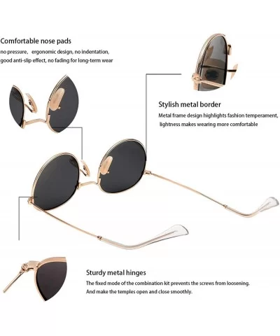 Round Sunglasses for Men Polarized Vintage Womens Men's Sun Glasses Hippie Retro Small Circle Glass - CO18X6DARLK $5.76 Overs...