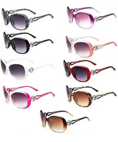 Women Fashion Oval Shape UV400 Framed Sunglasses Sunglasses - Black White - CC18UCSG50N $16.46 Oval