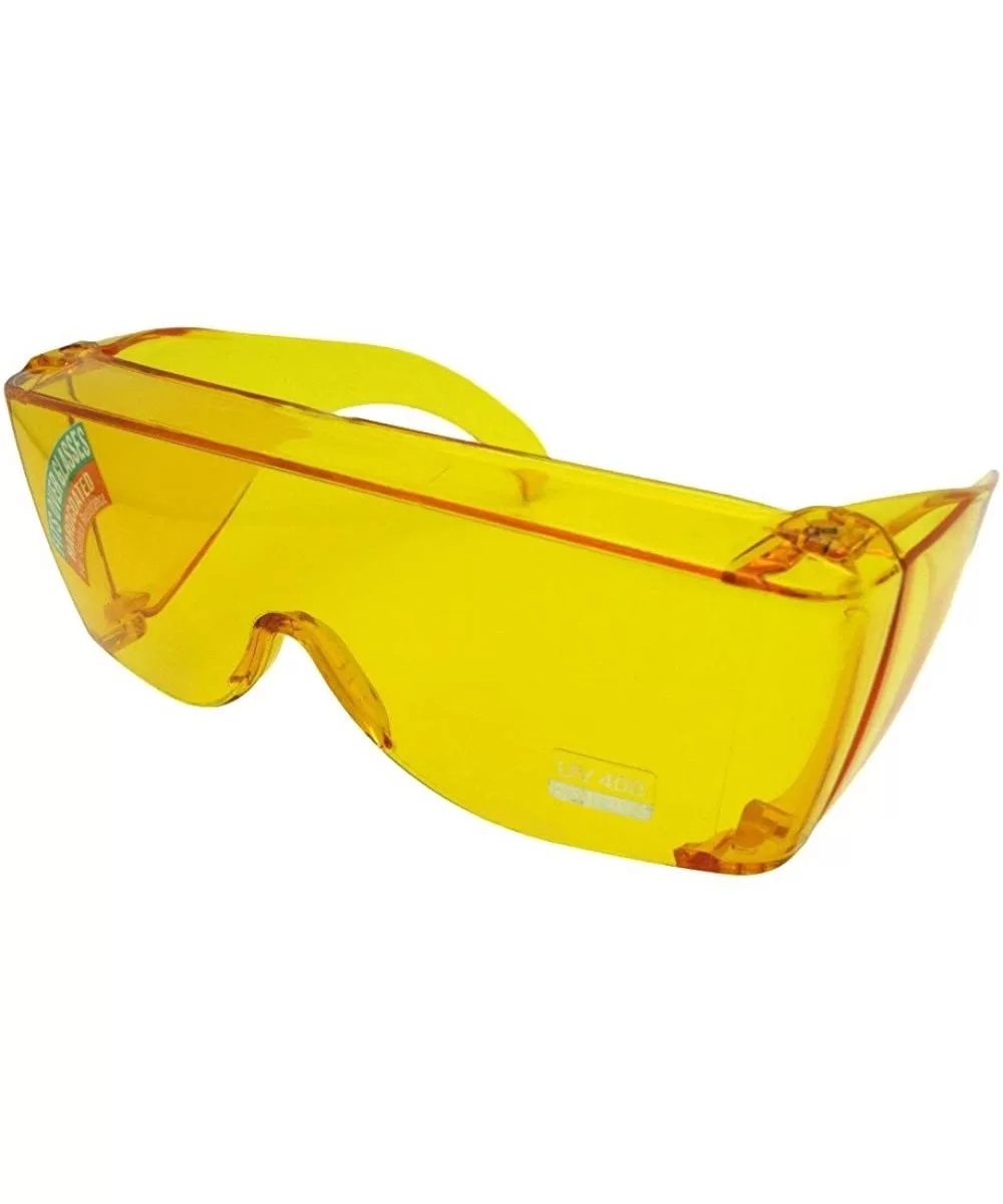 Largest Fit Over Sunglasses Worn Over Glasses F30 - Yellow Non Polarized Lens - CD18C3OSEWW $12.01 Shield