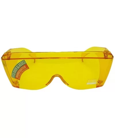 Largest Fit Over Sunglasses Worn Over Glasses F30 - Yellow Non Polarized Lens - CD18C3OSEWW $12.01 Shield