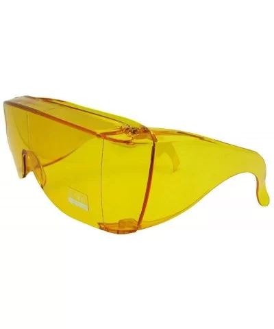 Largest Fit Over Sunglasses Worn Over Glasses F30 - Yellow Non Polarized Lens - CD18C3OSEWW $12.01 Shield