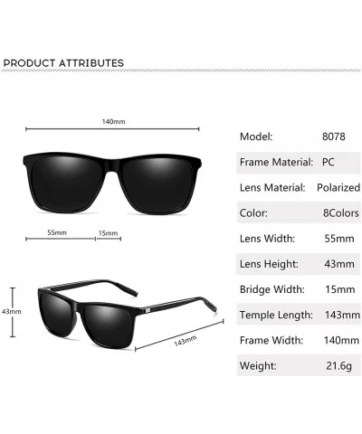 Polarized Sunglasses for Men Women-Classic Style- Aluminum Frame UV Protection 8078 - Silver - CR198QW325Q $6.74 Square