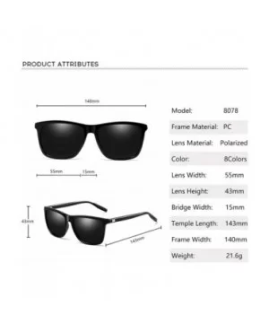 Polarized Sunglasses for Men Women-Classic Style- Aluminum Frame UV Protection 8078 - Silver - CR198QW325Q $6.74 Square