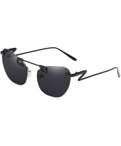 Male Female Fashion Metal Sunglasses Retro Frameless Z-shaped leg - Black - C418EX5ZXE6 $7.35 Oval