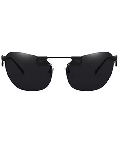 Male Female Fashion Metal Sunglasses Retro Frameless Z-shaped leg - Black - C418EX5ZXE6 $7.35 Oval