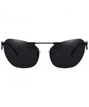 Male Female Fashion Metal Sunglasses Retro Frameless Z-shaped leg - Black - C418EX5ZXE6 $7.35 Oval