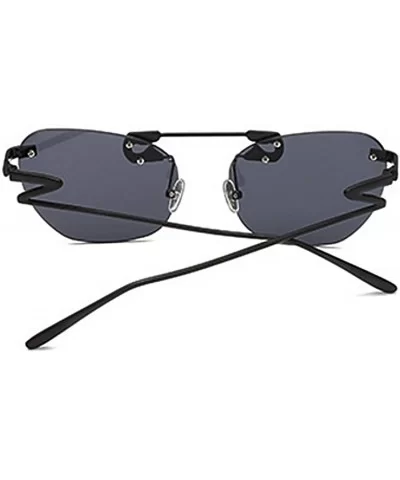 Male Female Fashion Metal Sunglasses Retro Frameless Z-shaped leg - Black - C418EX5ZXE6 $7.35 Oval