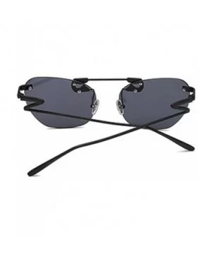 Male Female Fashion Metal Sunglasses Retro Frameless Z-shaped leg - Black - C418EX5ZXE6 $7.35 Oval