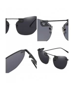 Male Female Fashion Metal Sunglasses Retro Frameless Z-shaped leg - Black - C418EX5ZXE6 $7.35 Oval