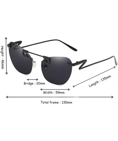 Male Female Fashion Metal Sunglasses Retro Frameless Z-shaped leg - Black - C418EX5ZXE6 $7.35 Oval