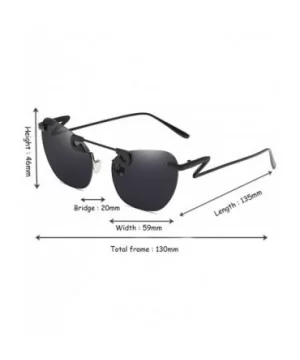 Male Female Fashion Metal Sunglasses Retro Frameless Z-shaped leg - Black - C418EX5ZXE6 $7.35 Oval