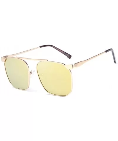 Fashion Trend Polarized Adult Driving Sunglasses Metal Frame Sunglasses UV 400 Protection - Gold - C818GL6Z5EI $20.43 Rectang...