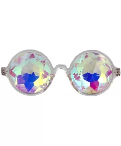 Rave Festival Kaleidoscope Glasses Rainbow Prism Sunglasses for Women Men - White (Round) - CO18SQYO0K9 $6.27 Goggle