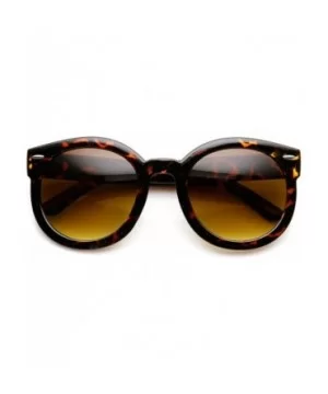 Round Retro Oversized Sunglasses for Women with Colored Mirror and Neutral Lens 53mm - C02 - Tortoise / Amber - CK110A7JNYN $...