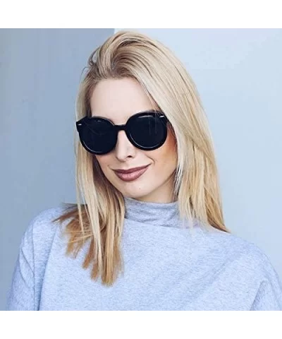 Round Retro Oversized Sunglasses for Women with Colored Mirror and Neutral Lens 53mm - C02 - Tortoise / Amber - CK110A7JNYN $...