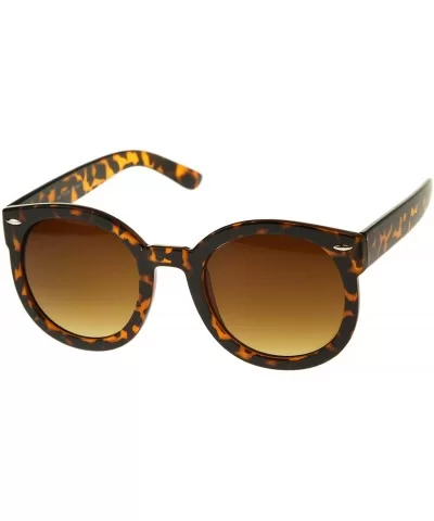 Round Retro Oversized Sunglasses for Women with Colored Mirror and Neutral Lens 53mm - C02 - Tortoise / Amber - CK110A7JNYN $...