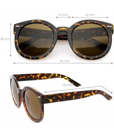 Round Retro Oversized Sunglasses for Women with Colored Mirror and Neutral Lens 53mm - C02 - Tortoise / Amber - CK110A7JNYN $...