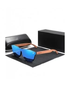 Men's polarized sunglasses fashion sunglasses - Blue Bubinga Wood - CB1982YGSKC $22.26 Oversized