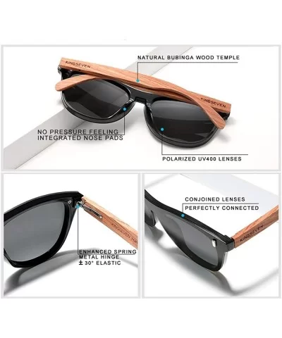 Men's polarized sunglasses fashion sunglasses - Blue Bubinga Wood - CB1982YGSKC $22.26 Oversized