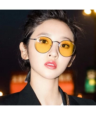 Women Small Luxury Mirror Round Retro Eye Sunglasses Metal Frame Tinted Color Lens Sun Glasses - 1 - CG198ZUUDOC $23.12 Shield