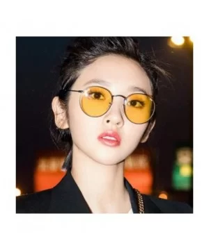 Women Small Luxury Mirror Round Retro Eye Sunglasses Metal Frame Tinted Color Lens Sun Glasses - 1 - CG198ZUUDOC $23.12 Shield