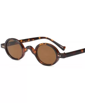 Small Round Retro Sunglasses Men Women Rivet Steampunk Leopard Tea C1 Leopard - C1 Leopard - CC18YQTKGS0 $6.14 Aviator