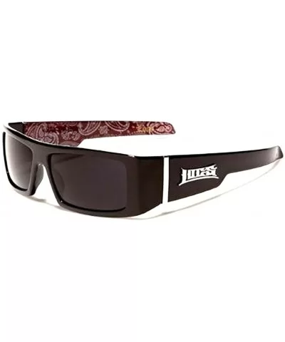 Mens Hardcore Wrap Around Sunglasses with Bandana Print Inside - Black - Red Inside - CN11CV25BCJ $4.80 Wrap