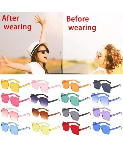 Heart Shaped Rimless Sunglasses Transparent Candy Color Frameless Resin Lens Glasses for Men and Women - CH199Y3OUN8 $10.62 R...