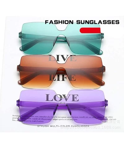 Heart Shaped Rimless Sunglasses Transparent Candy Color Frameless Resin Lens Glasses for Men and Women - CH199Y3OUN8 $10.62 R...