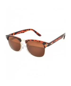 Retro Classic Sunglasses Metal Half Frame With Colored Lens Uv 400 - Brown-gold Brown - C711NO6Y5CX $5.55 Rectangular