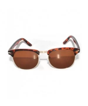 Retro Classic Sunglasses Metal Half Frame With Colored Lens Uv 400 - Brown-gold Brown - C711NO6Y5CX $5.55 Rectangular