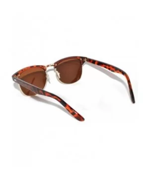 Retro Classic Sunglasses Metal Half Frame With Colored Lens Uv 400 - Brown-gold Brown - C711NO6Y5CX $5.55 Rectangular