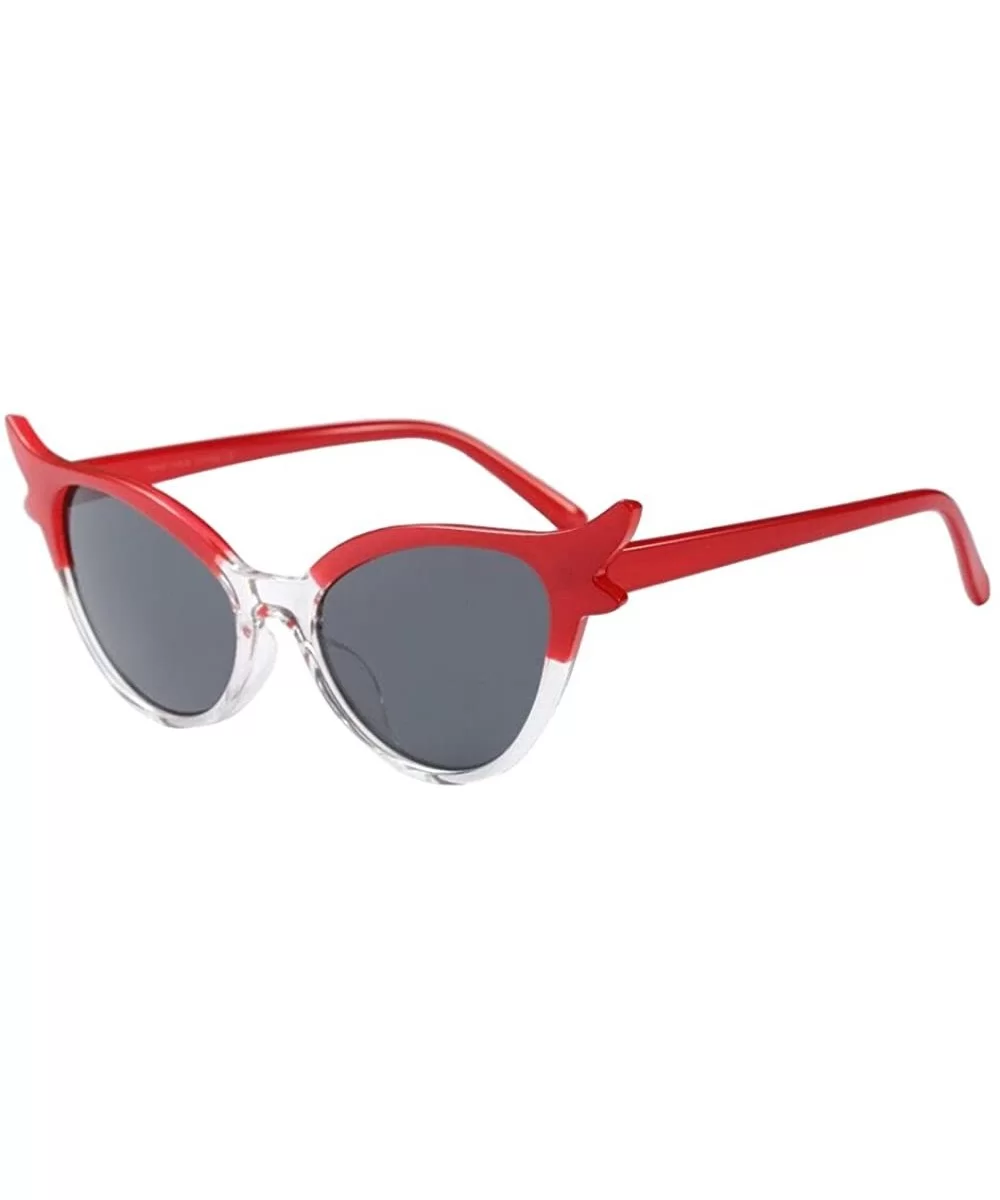 Retro Cateye Sunglasses for Women - Vintage Plastic Frame Mirrored Lens Eyewear Oversized Sun Glasses - C - CS195IG4W8U $5.73...