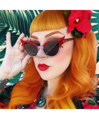 Retro Cateye Sunglasses for Women - Vintage Plastic Frame Mirrored Lens Eyewear Oversized Sun Glasses - C - CS195IG4W8U $5.73...