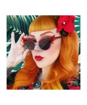 Retro Cateye Sunglasses for Women - Vintage Plastic Frame Mirrored Lens Eyewear Oversized Sun Glasses - C - CS195IG4W8U $5.73...