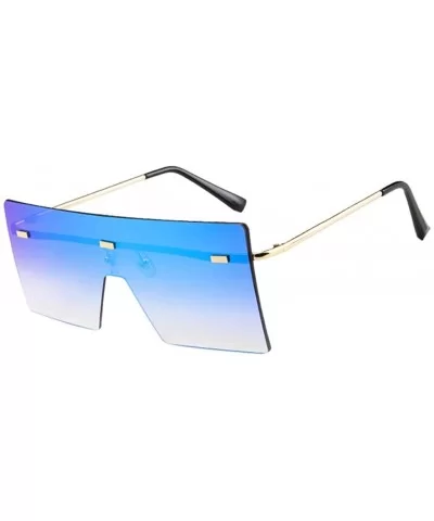 Oversized Square Sunglasses Flat Top Fashion Shades Oversize Sunglasses - Blue - C5195NH35XW $8.42 Square