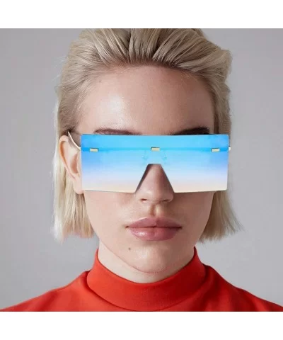 Oversized Square Sunglasses Flat Top Fashion Shades Oversize Sunglasses - Blue - C5195NH35XW $8.42 Square