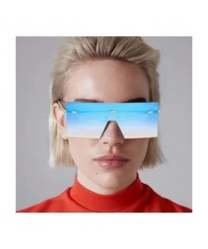 Oversized Square Sunglasses Flat Top Fashion Shades Oversize Sunglasses - Blue - C5195NH35XW $8.42 Square