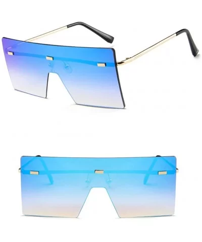 Oversized Square Sunglasses Flat Top Fashion Shades Oversize Sunglasses - Blue - C5195NH35XW $8.42 Square