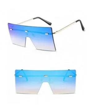 Oversized Square Sunglasses Flat Top Fashion Shades Oversize Sunglasses - Blue - C5195NH35XW $8.42 Square