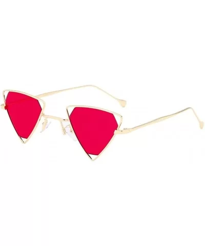 Unisex Vintage Inverted Triangle Sunglasses With Retro Hollow Out Metal Frame - Red - CH196UNIG8L $7.46 Rectangular