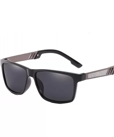 Men Polarized Square Mirror Sunglasses For Men Anti-Glare Driver's Eyewear - Bright Black - C9199G0WAQ8 $11.75 Square