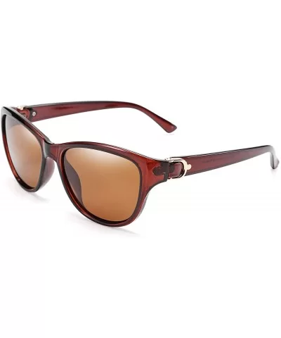 Women Vintage Polarized Sunglasses Lady Elegant Cateye Sun Glasses B2476 - Brown - CT18OYZ92SR $8.27 Wayfarer