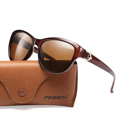 Women Vintage Polarized Sunglasses Lady Elegant Cateye Sun Glasses B2476 - Brown - CT18OYZ92SR $8.27 Wayfarer