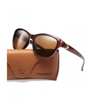 Women Vintage Polarized Sunglasses Lady Elegant Cateye Sun Glasses B2476 - Brown - CT18OYZ92SR $8.27 Wayfarer