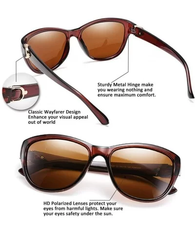 Women Vintage Polarized Sunglasses Lady Elegant Cateye Sun Glasses B2476 - Brown - CT18OYZ92SR $8.27 Wayfarer