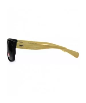 Mens Flat Top Hipster Horned Rim Wood Grain Arm Sunglasses - Black Green - CW180AM9I0G $7.81 Rectangular