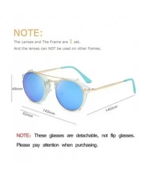 Clip On Sunglasses Steampunk Style and Round Mirrored Lens - D3 blue Mirror Lens+gold Frame - CA17XMRXXNS $10.28 Round