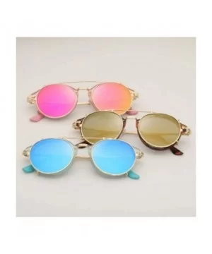 Clip On Sunglasses Steampunk Style and Round Mirrored Lens - D3 blue Mirror Lens+gold Frame - CA17XMRXXNS $10.28 Round