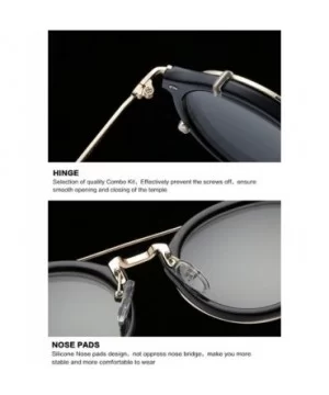 Clip On Sunglasses Steampunk Style and Round Mirrored Lens - D3 blue Mirror Lens+gold Frame - CA17XMRXXNS $10.28 Round